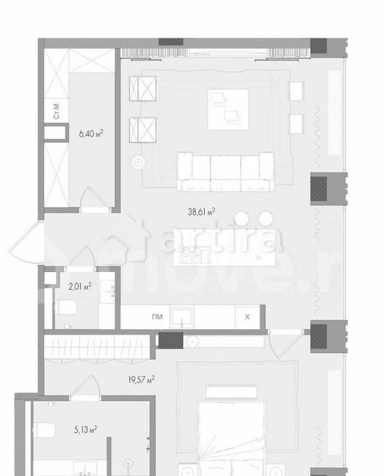 1-комн. квартира, 73.4 м2, 8/13 эт. Москва - изображение 7