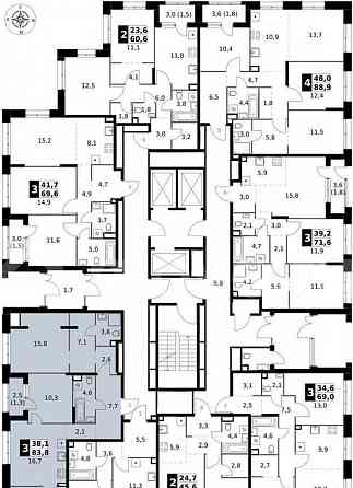3-комн. квартира, 83.8 м2, 2/25 эт. Москва
