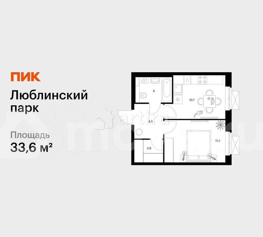 1-комн. квартира, 33.6 м2, 24/25 эт. Москва - изображение 1