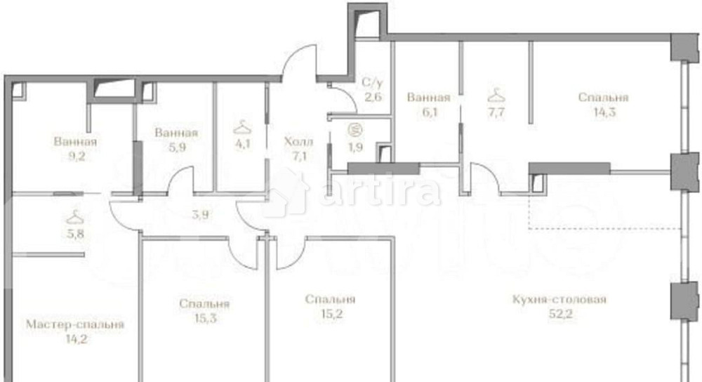 4-комн. квартира, 165.5 м2, 10/17 эт. Москва - изображение 1