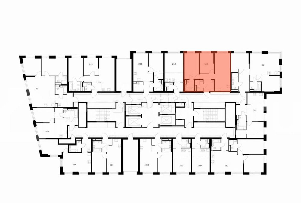 2-комн. квартира, 58.3 м2, 31/43 эт. Москва - изображение 3