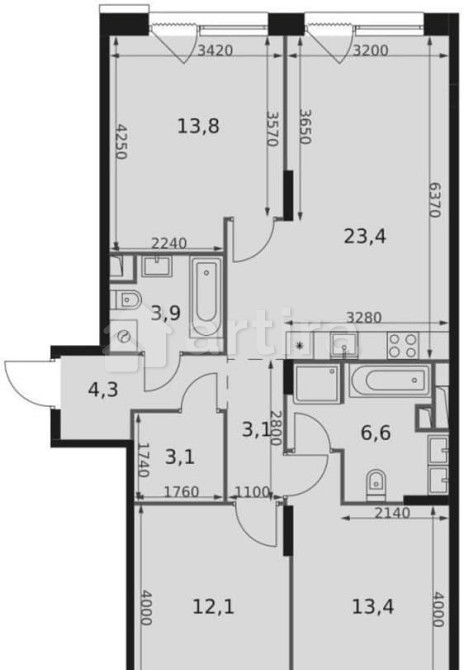 3-комн. квартира, 84.3 м2, 10/17 эт. Москва - изображение 1