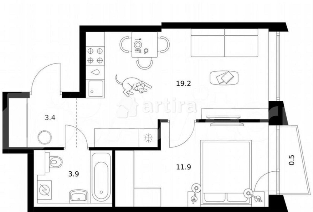 1-комн. квартира, 38.9 м2, 3/24 эт. Москва - изображение 1