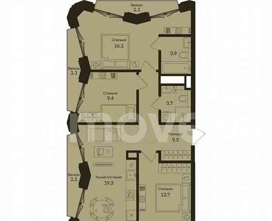 3-комн. квартира, 78.8 м2, 5/13 эт. Москва