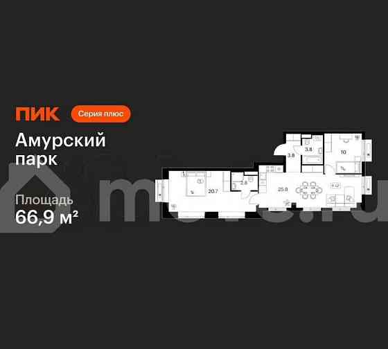2-комн. квартира, 66.9 м2, 2/12 эт. Москва