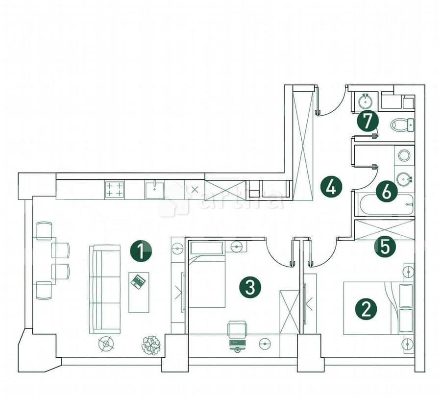 3-комн. квартира, 64.8 м2, 9/32 эт. Москва - изображение 5