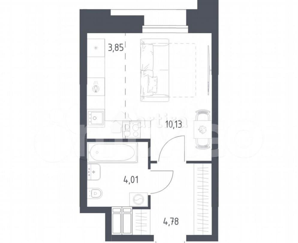 Студия, 22.8 м2, 3/23 эт. Москва - изображение 1