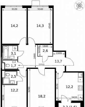 4-комн. квартира, 96.3 м2, 21/23 эт. Москва
