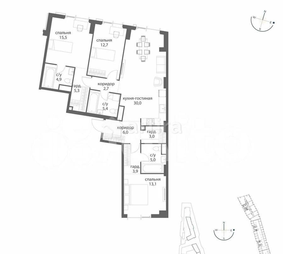 3-комн. квартира, 107.5 м2, 11/38 эт. Москва - изображение 1