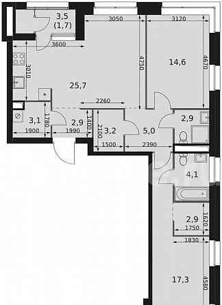 3-комн. квартира, 83.4 м2, 2/44 эт. Москва
