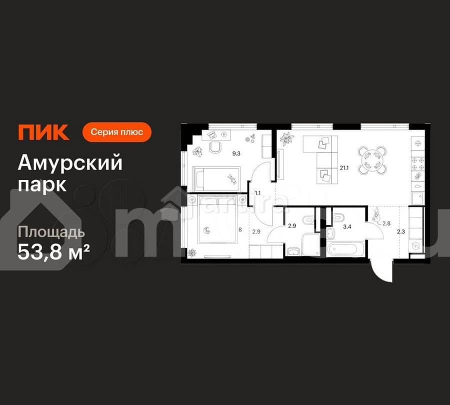 2-комн. квартира, 53.8 м2, 23/27 эт. Москва - изображение 1