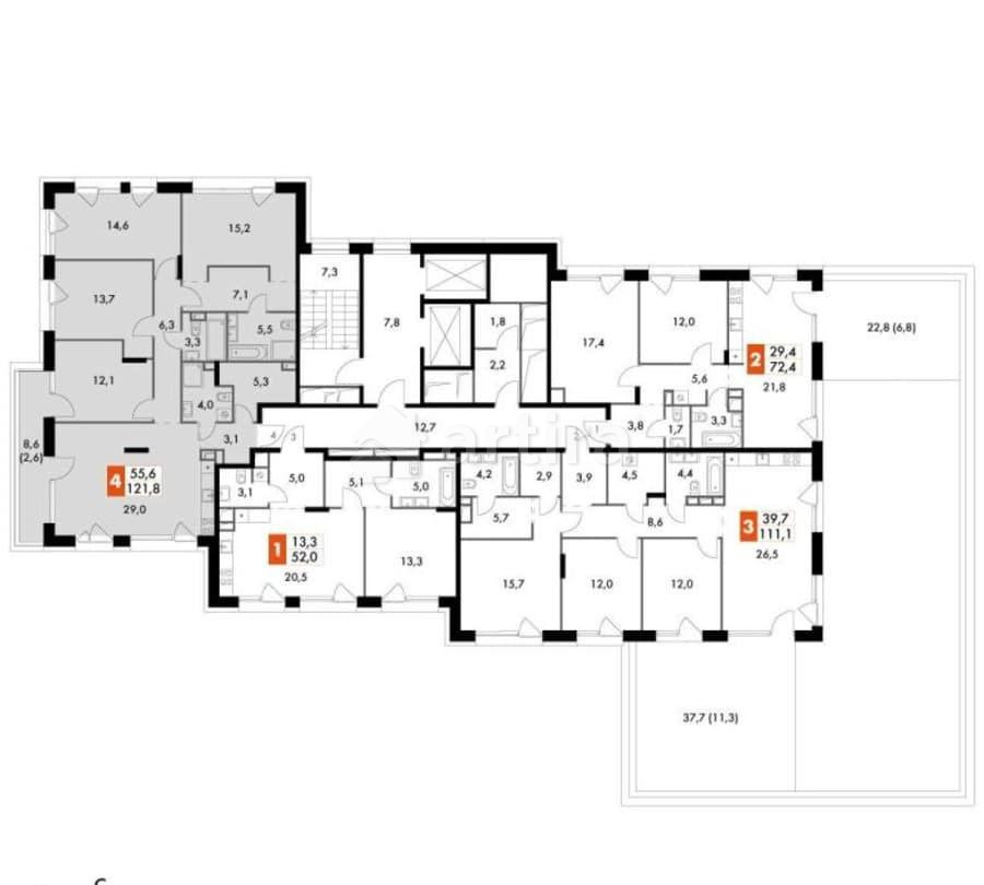 5-комн. квартира, 122.3 м2, 13/17 эт. Москва - изображение 6