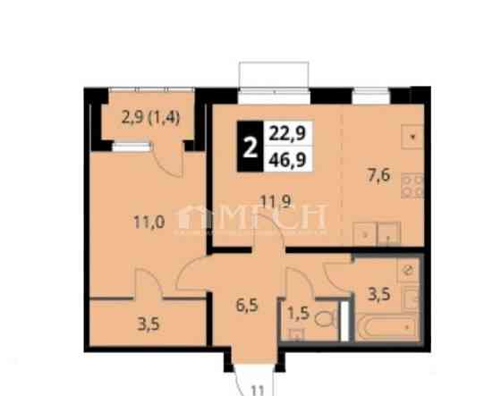 2-комн. квартира, 46.9 м2, 10/18 эт. Москва
