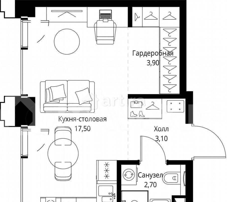 Студия, 27.2 м2, 6/45 эт. Москва - изображение 4