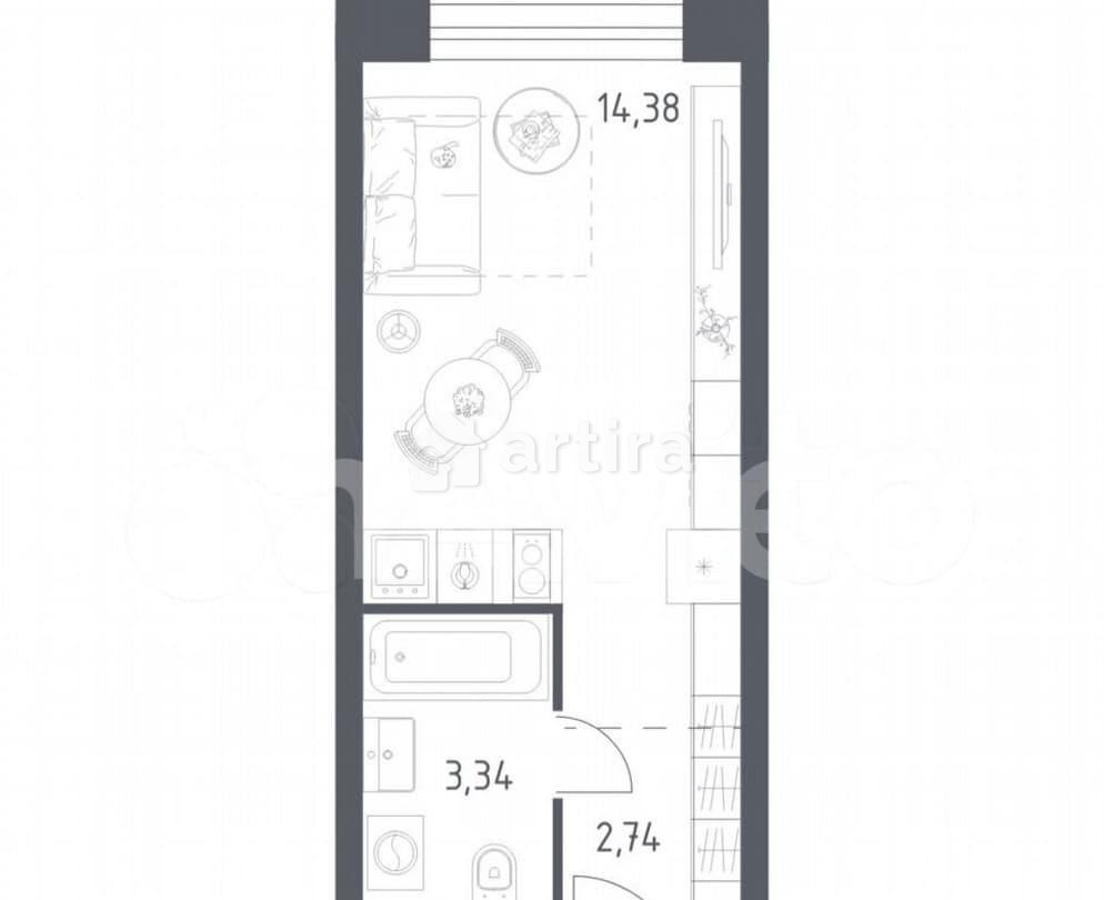 Студия, 20.5 м2, 19/28 эт. Москва - изображение 1