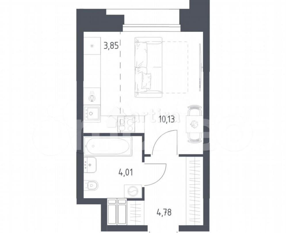 Студия, 22.8 м2, 11/23 эт. Москва - изображение 1