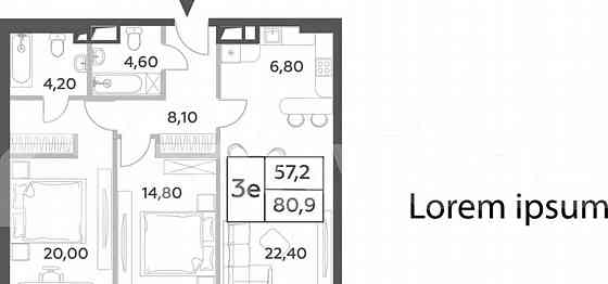 3-комн. пентхаус, 80.9 м2, 35/52 эт. Москва