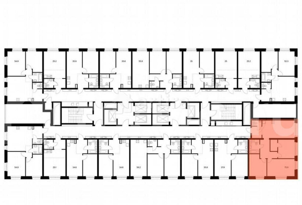 3-комн. квартира, 75.9 м2, 2/53 эт. Москва - изображение 3
