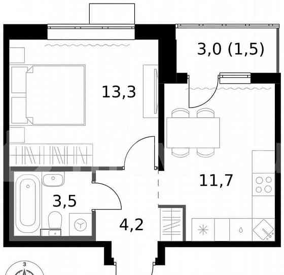 1-комн. квартира, 34.2 м2, 24/24 эт. Москва