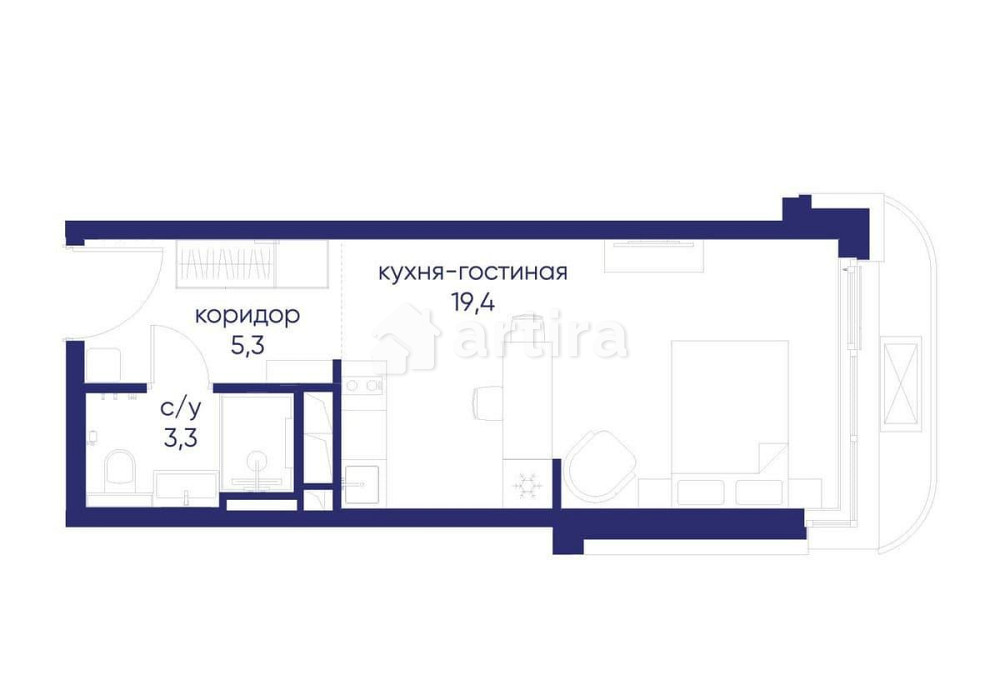 Студия, 28.02 м2, 15/19 эт. Москва - изображение 1