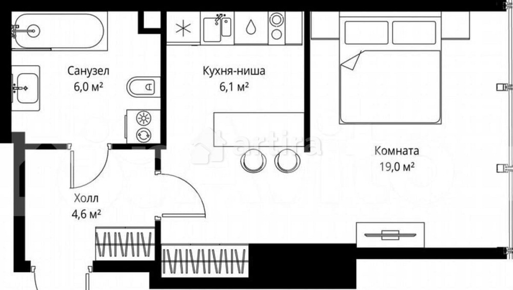 Студия, 35.7 м2, 53/90 эт. Москва - изображение 7