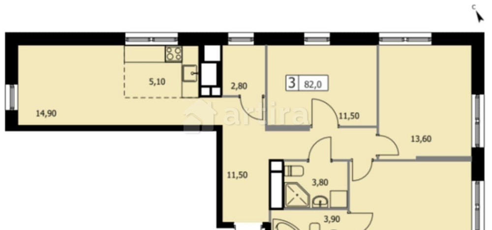 3-комн. квартира, 82 м2, 9/19 эт. Москва - изображение 13