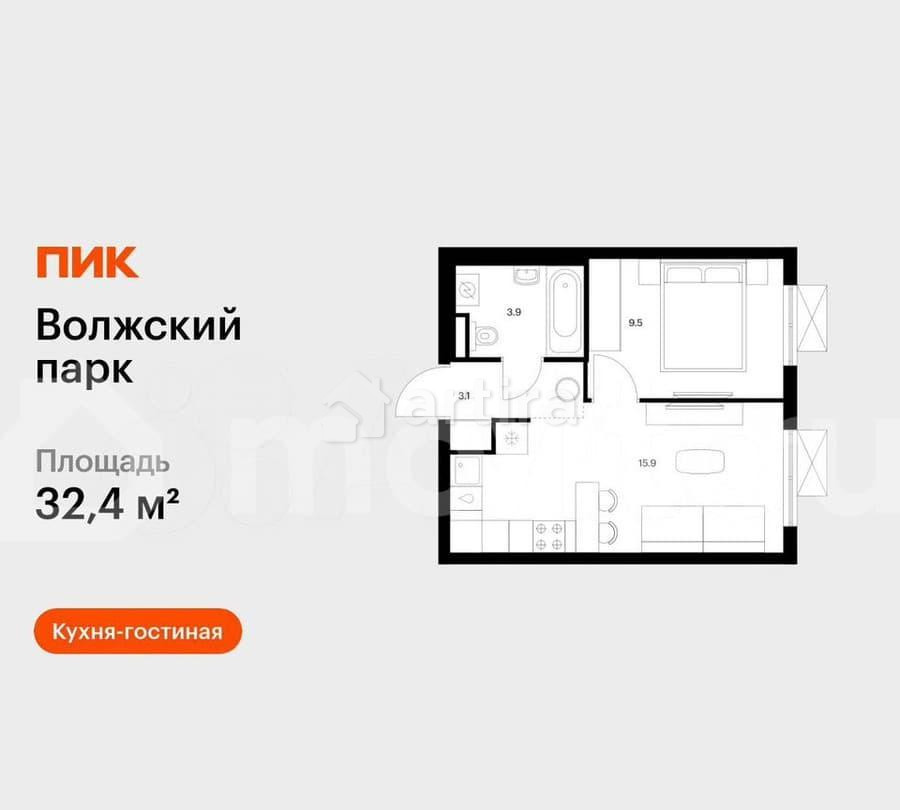 1-комн. квартира, 32.4 м2, 5/24 эт. Москва - изображение 1