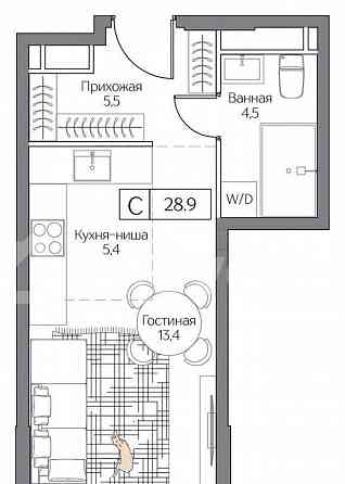 Студия, 28.9 м2, 11/24 эт. Москва