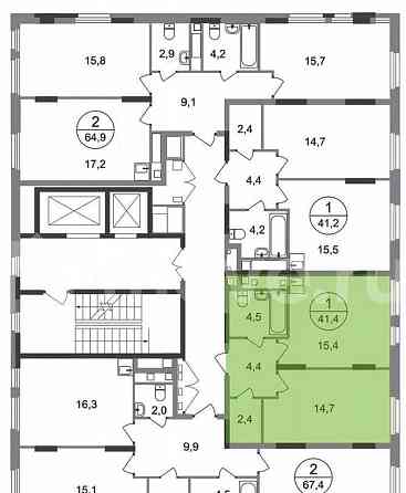 1-комн. квартира, 41.4 м2, 13/17 эт. Москва