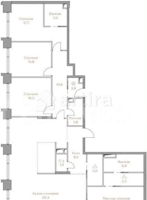 4-комн. квартира, 174 м2, 4/18 эт. Москва - изображение 1