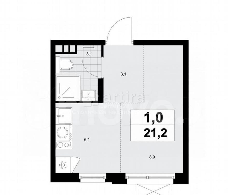 Студия, 21 м2, 3/15 эт. Москва - изображение 1