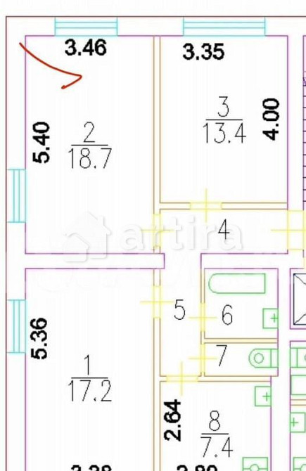 Комната, 19 м2, 1/6 эт. Москва - изображение 3