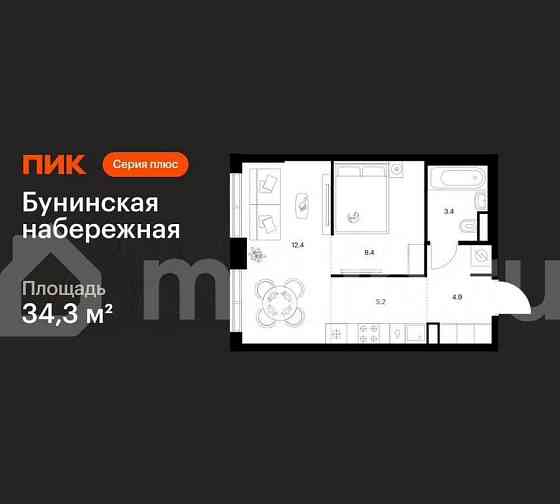 1-комн. квартира, 34.3 м2, 1/16 эт. Москва