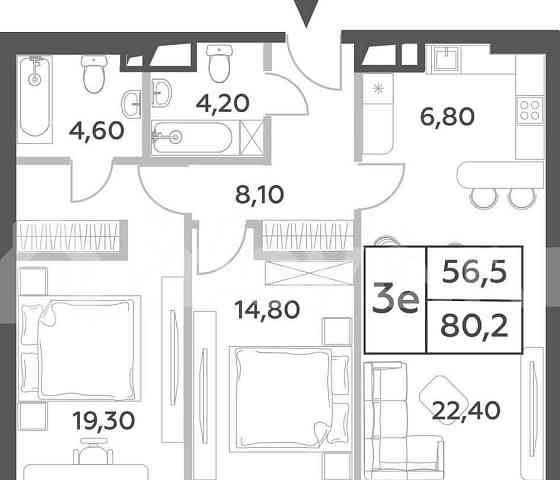 3-комн. пентхаус, 80.2 м2, 36/52 эт. Москва