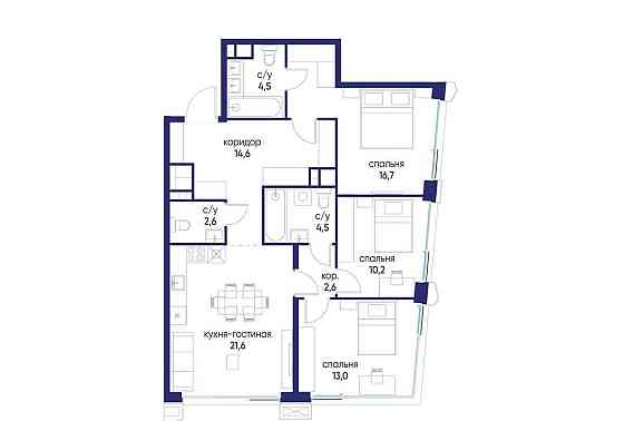 3-комн. квартира, 90.32 м2, 3/24 эт. Москва