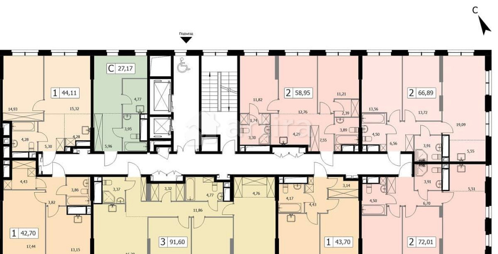 2-комн. квартира, 66.8 м2, 19/19 эт. Москва - изображение 15
