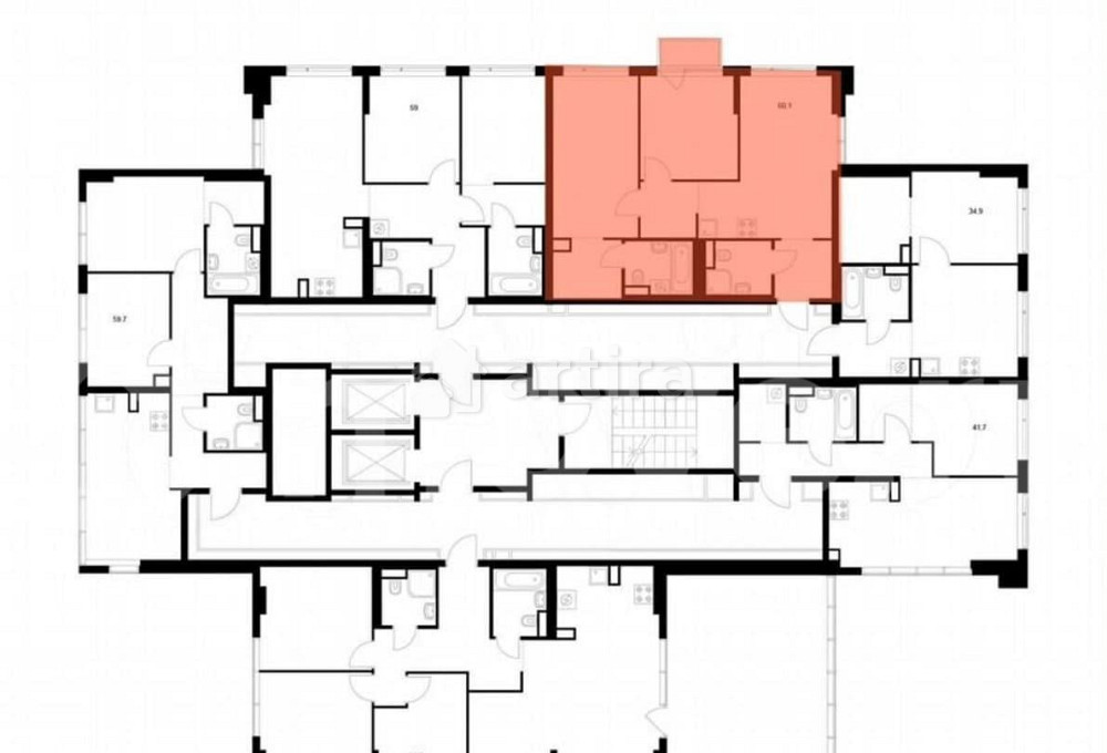 2-комн. квартира, 59.8 м2, 16/16 эт. Москва - изображение 3