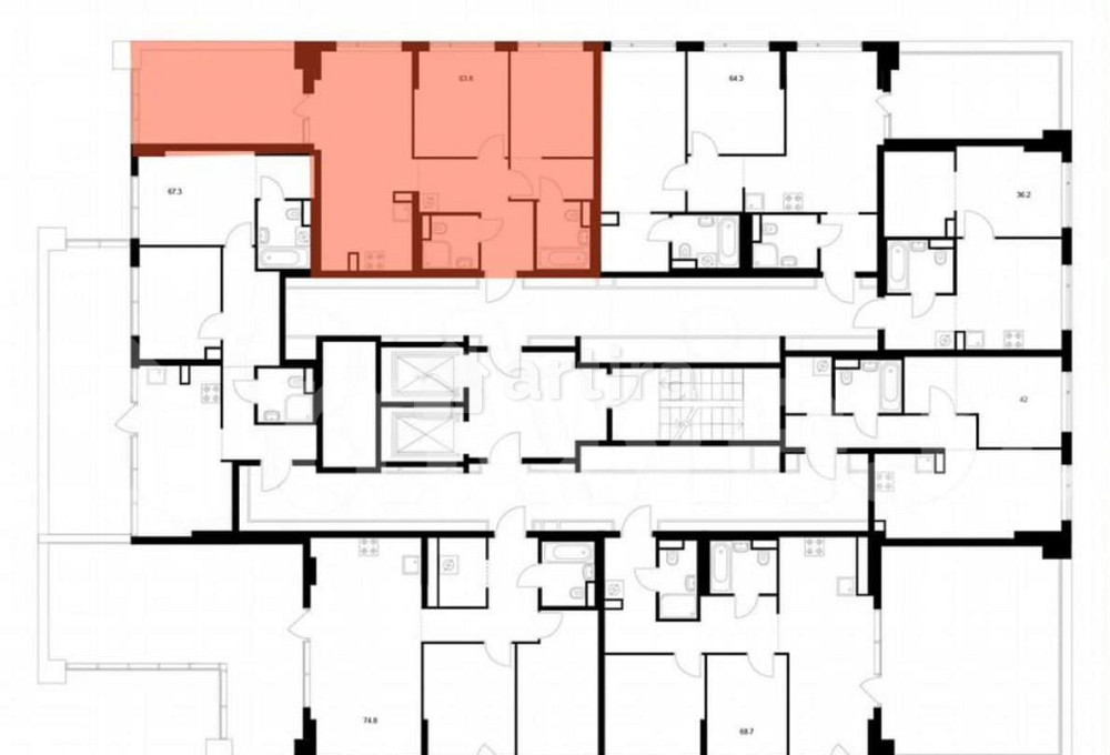 2-комн. квартира, 63.3 м2, 15/16 эт. Москва - изображение 3