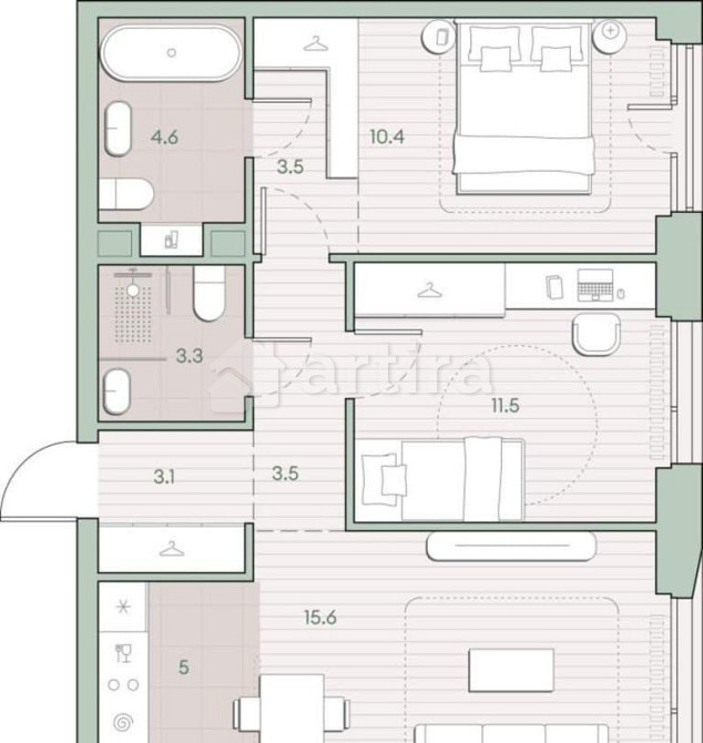 2-комн. квартира, 60.5 м2, 3/27 эт. Москва - изображение 17