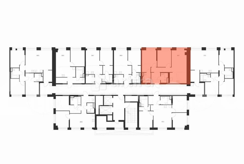 2-комн. квартира, 59.7 м2, 2/19 эт. Москва - изображение 3