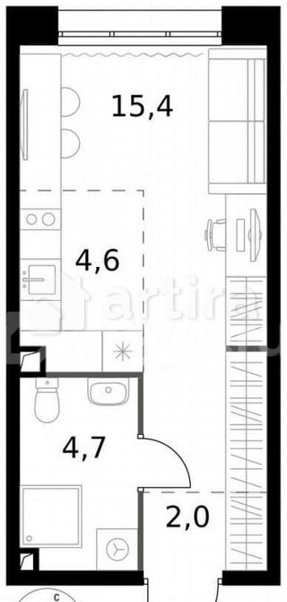 Студия, 26.7 м2, 2/25 эт. Москва - изображение 3