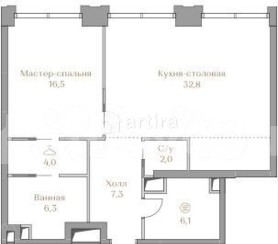 1-комн. квартира, 75 м2, 5/17 эт. Москва - изображение 1