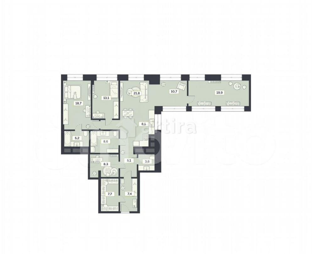 3-комн. квартира, 140.6 м2, 27/27 эт. Москва - изображение 1