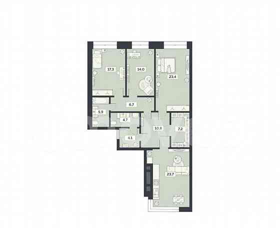 3-комн. квартира, 117.8 м2, 23/27 эт. Москва