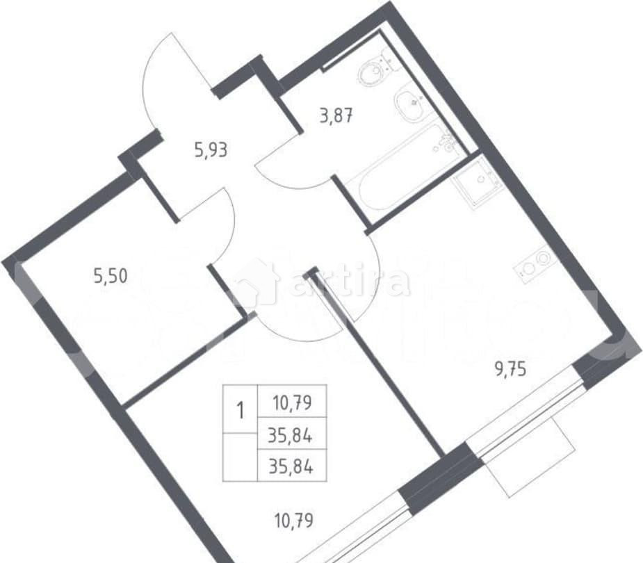 1-комн. квартира, 35.8 м2, 17/17 эт. Москва - изображение 1
