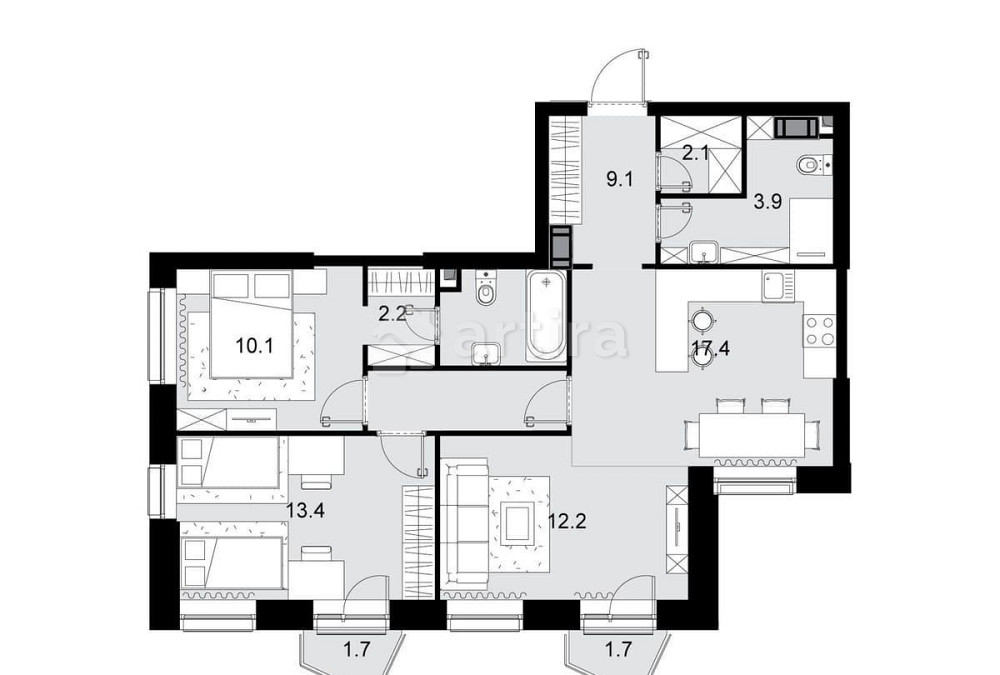 3-комн. квартира, 77.7 м2, 6/28 эт. Москва - изображение 1