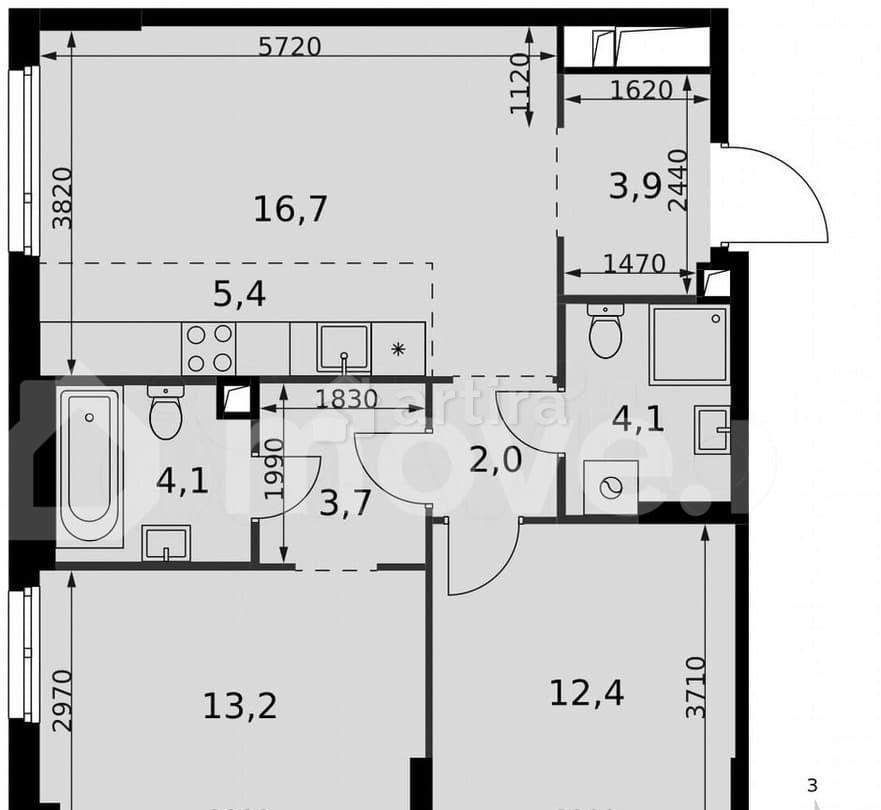 3-комн. квартира, 65.5 м2, 13/27 эт. Москва - изображение 5