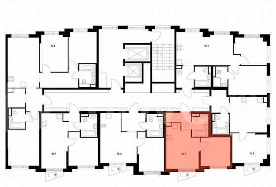 1-комн. квартира, 30.5 м2, 2/9 эт. Москва