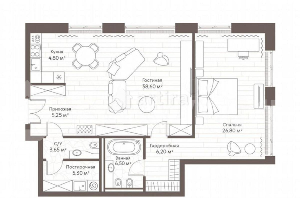 1-комн. пентхаус, 96.9 м2, 4/7 эт. Москва - изображение 5