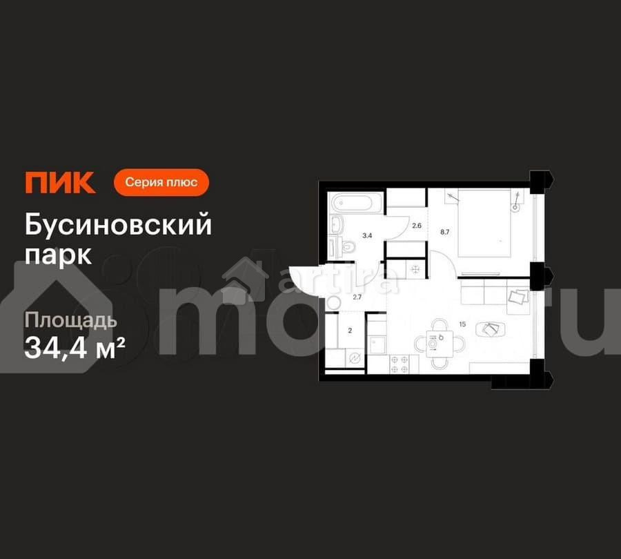 1-комн. квартира, 34.4 м2, 25/32 эт. Москва - изображение 1